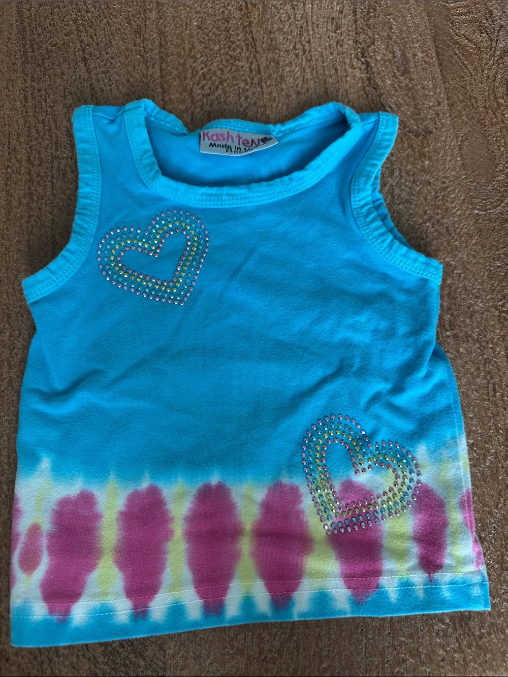 Girls' Turquoise Tie-Dye Heart Tank Top